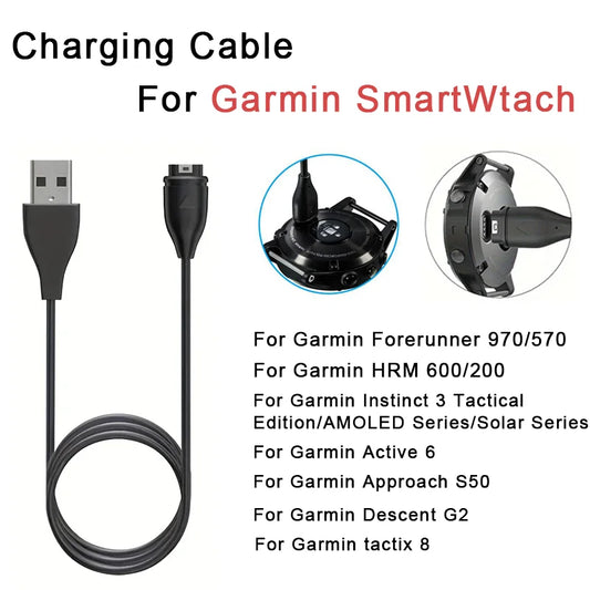 100cm USB Charging Cable For Garmin Fenix 8/7/7S/7X/6/6S/6X/5/5S/5X Forerunner 45 165 245 255 265 645 955 965 Vivoactive 5 Venu Peaceful Pleasures Health and Wellness