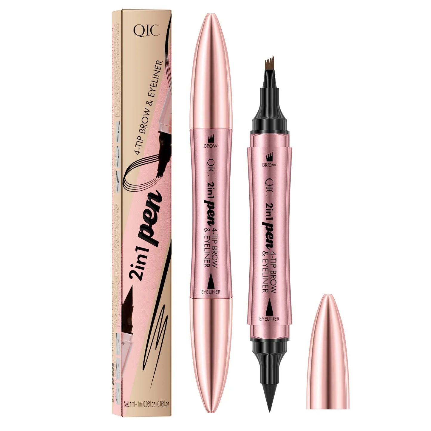 QIC 4-Split Tip Waterproof Liquid Eyebrow Pen – 4 Colors