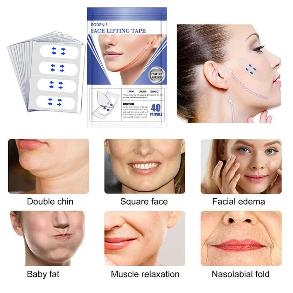Eelhoe 40-Piece Invisible Face Lift Tape – Waterproof V-Line Lifting Stickers & Adhesive Face Patches for Instant Lift Peaceful Pleasures Health and Wellness