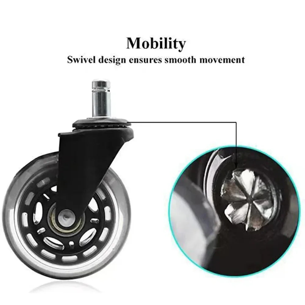 Heavy-Duty Rubber Chair Caster Wheels Set of 5 – 3 Inch