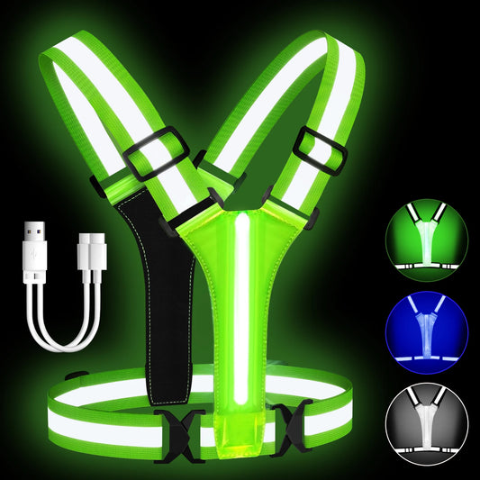 LED Reflective Vest Running Gear USB Rechargeable LED Light Up Vest High Visibility Running Lights for Jogging Running Walking Peaceful Pleasures Health and Wellness