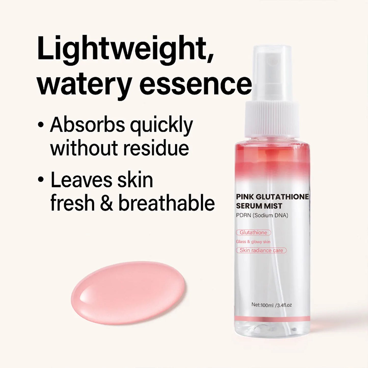 Pink Glutathione Serum Spray, Glow Serum Mist for Moisturizer, Soothing and Firming, Uneven skin tone,Salmon PDRN & Niacinamide Peaceful Pleasures Health and Wellness