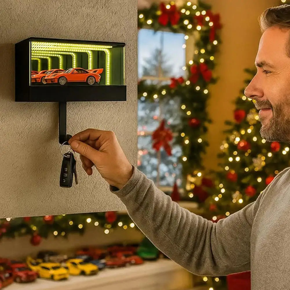 Car Garage Key Holder with LED Infinity Mirror Light | Key Organizer