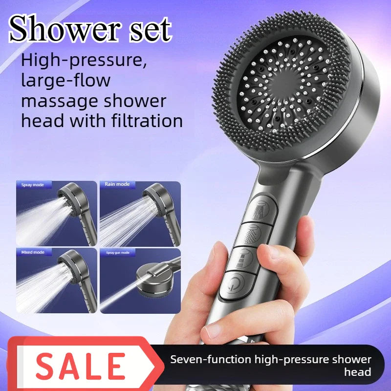 Gold Handheld Rain Shower Head Set – 4-Mode Water Saving