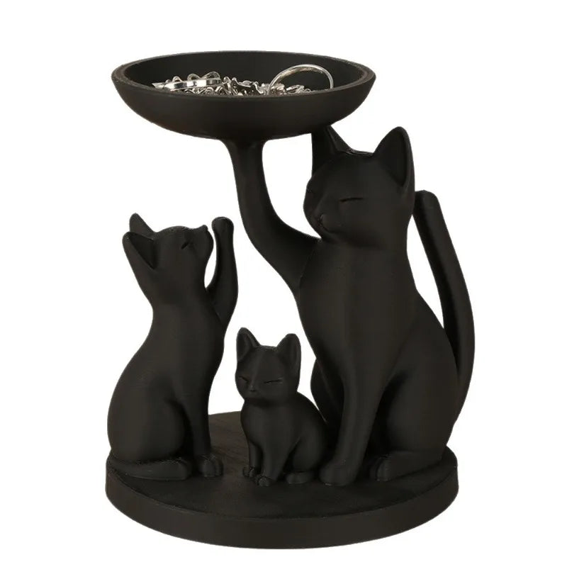 3D Printed Black Cat Storage Tray Set of 3 | Jewelry & Keys