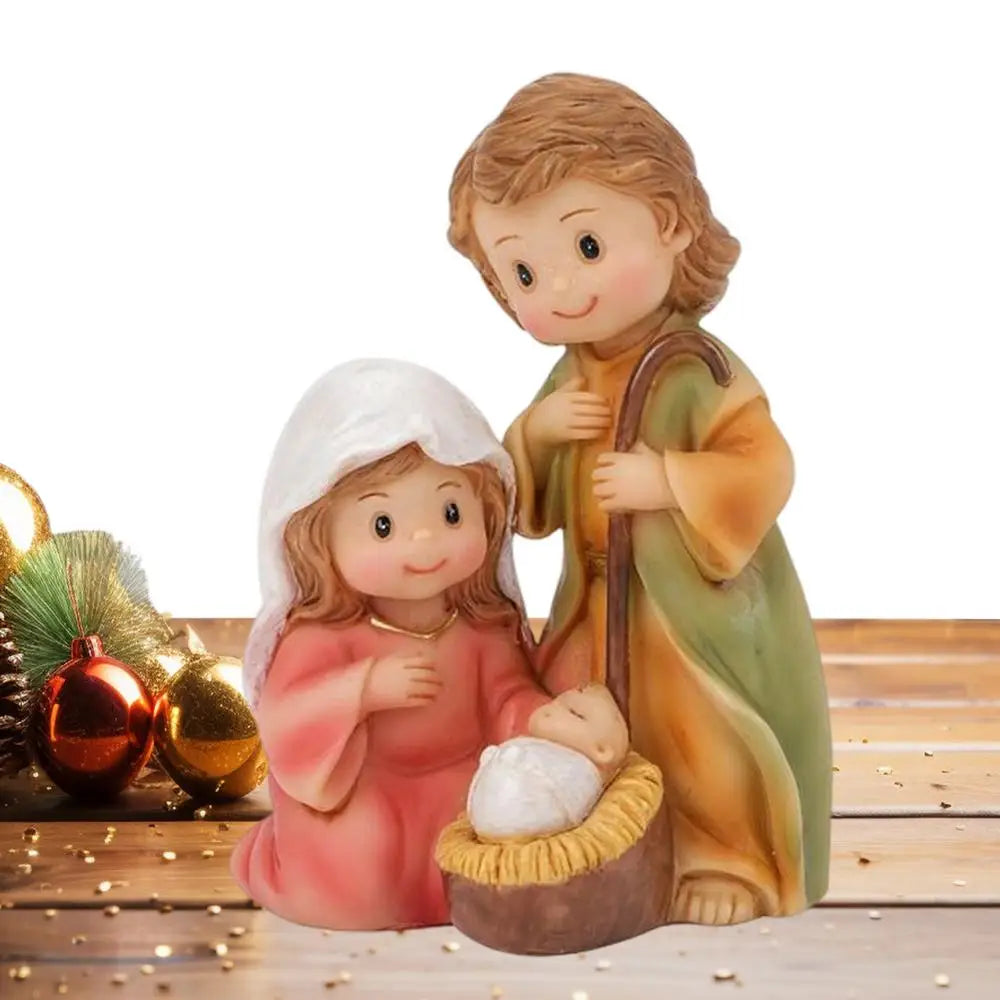 Resin Nativity Figurine | Holy Family Christmas Scene Decor