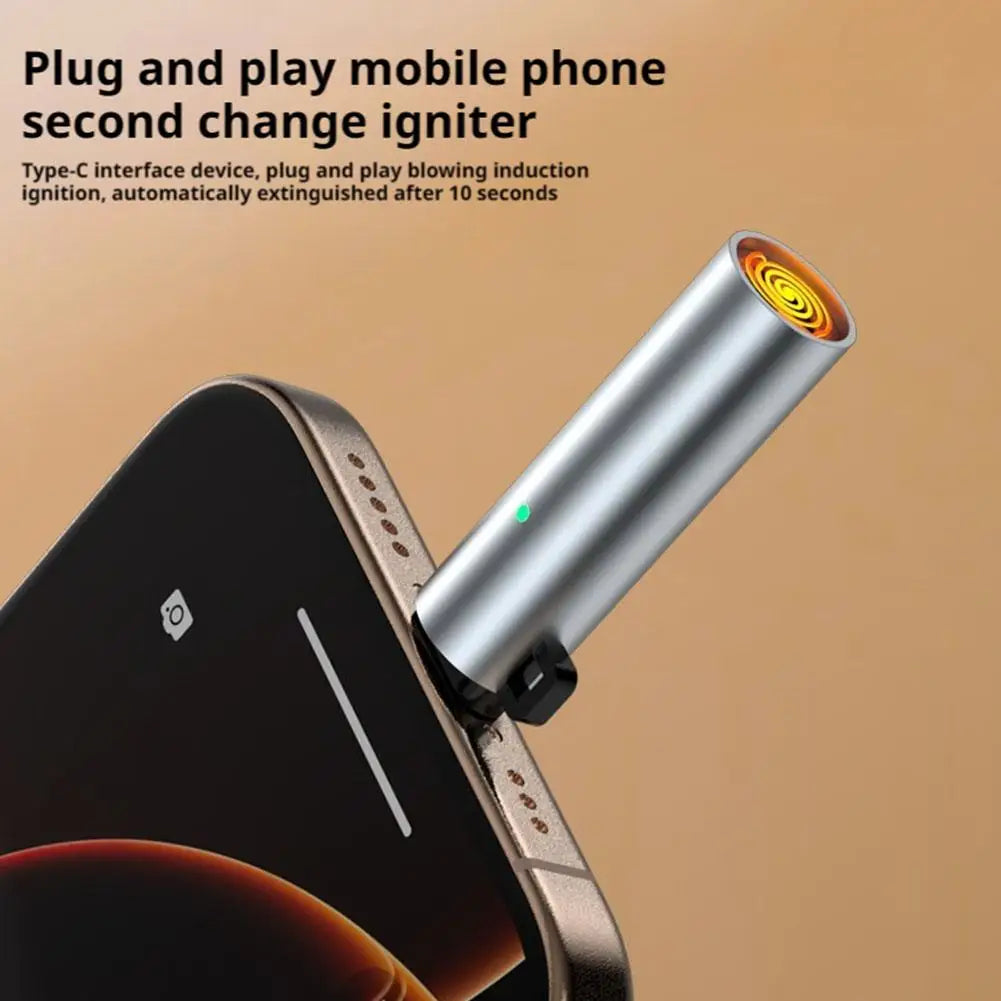 USB-C Flameless Mini Lighter | Blow-to-Ignite & Auto Shut-Off