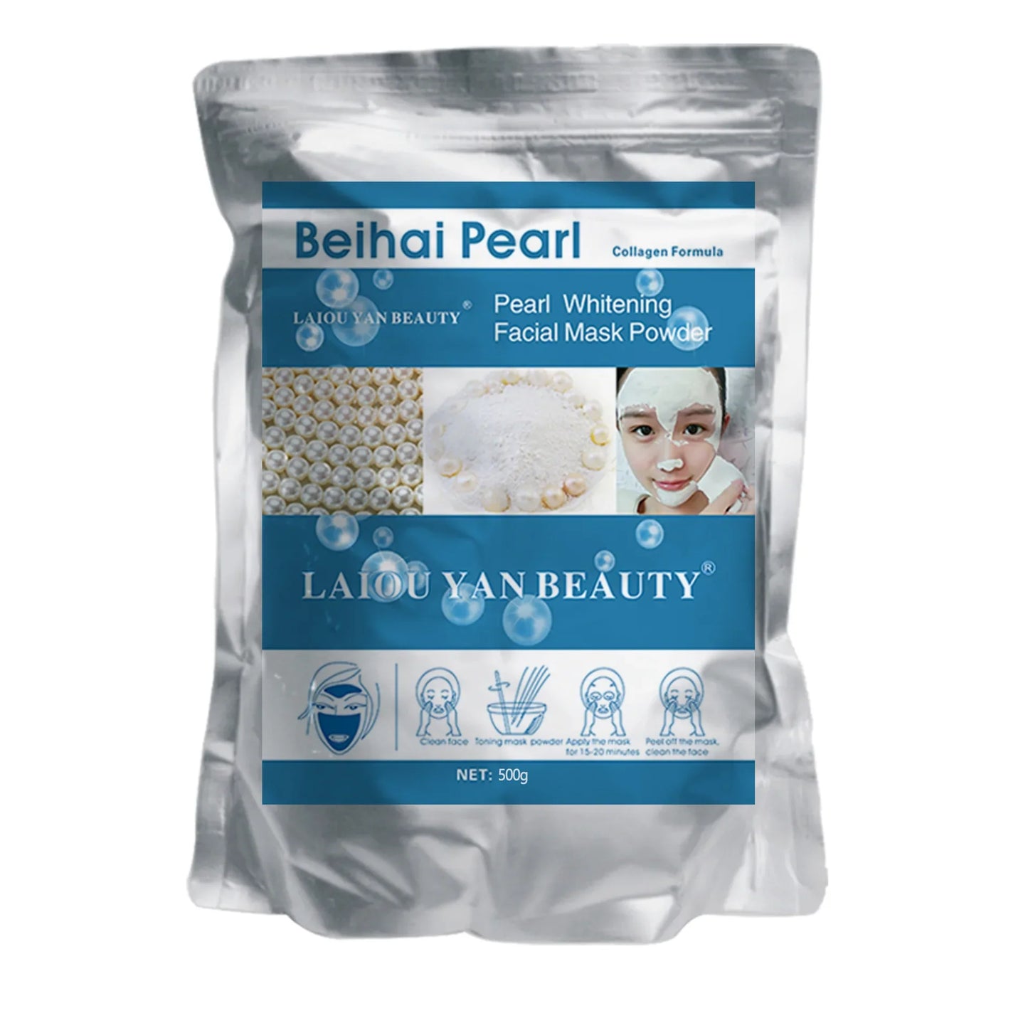 500g Pearl Whitening Jelly Mask Powder – Green Tea & Lemon