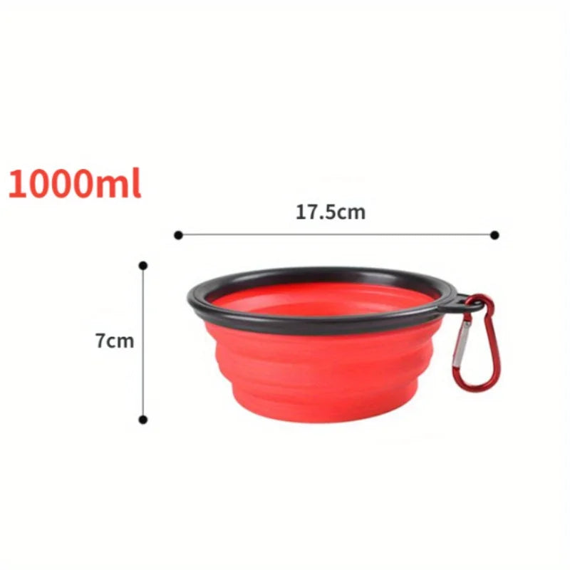 Foldable Silicone Pet Travel Bowl 1000ml with Carabiner