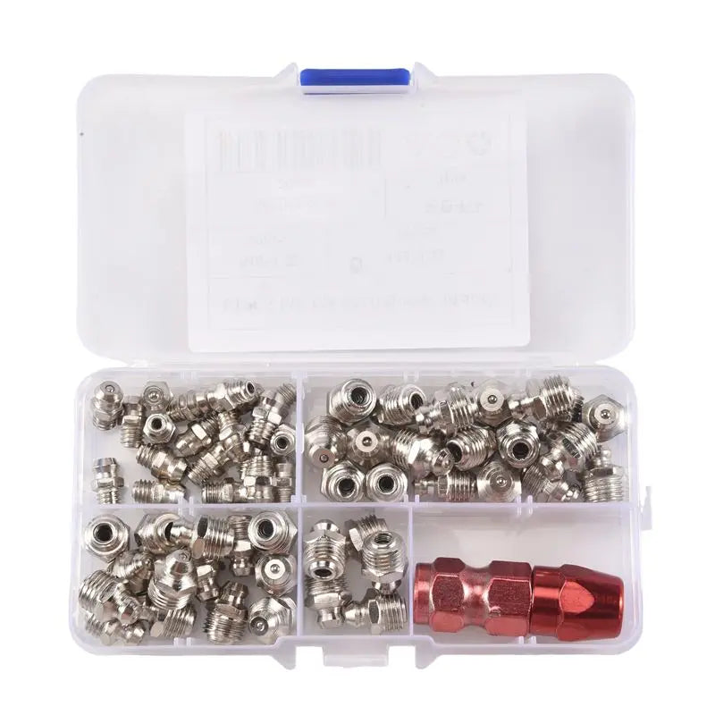 A36T-61Pcs/Set Grease Fitting Pack M6/M8/M10 Metal Nipple Mechanical Lubrication Part Grease Nipple Fitting Assortment Kits Peaceful Pleasures Health and Wellness