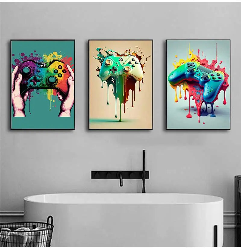 Colorful Game Controller Wall Art Poster Prints Nordic Aesthetic Picture Canvas Painting Gaming Boy Room Home Decoration Peaceful Pleasures Health and Wellness