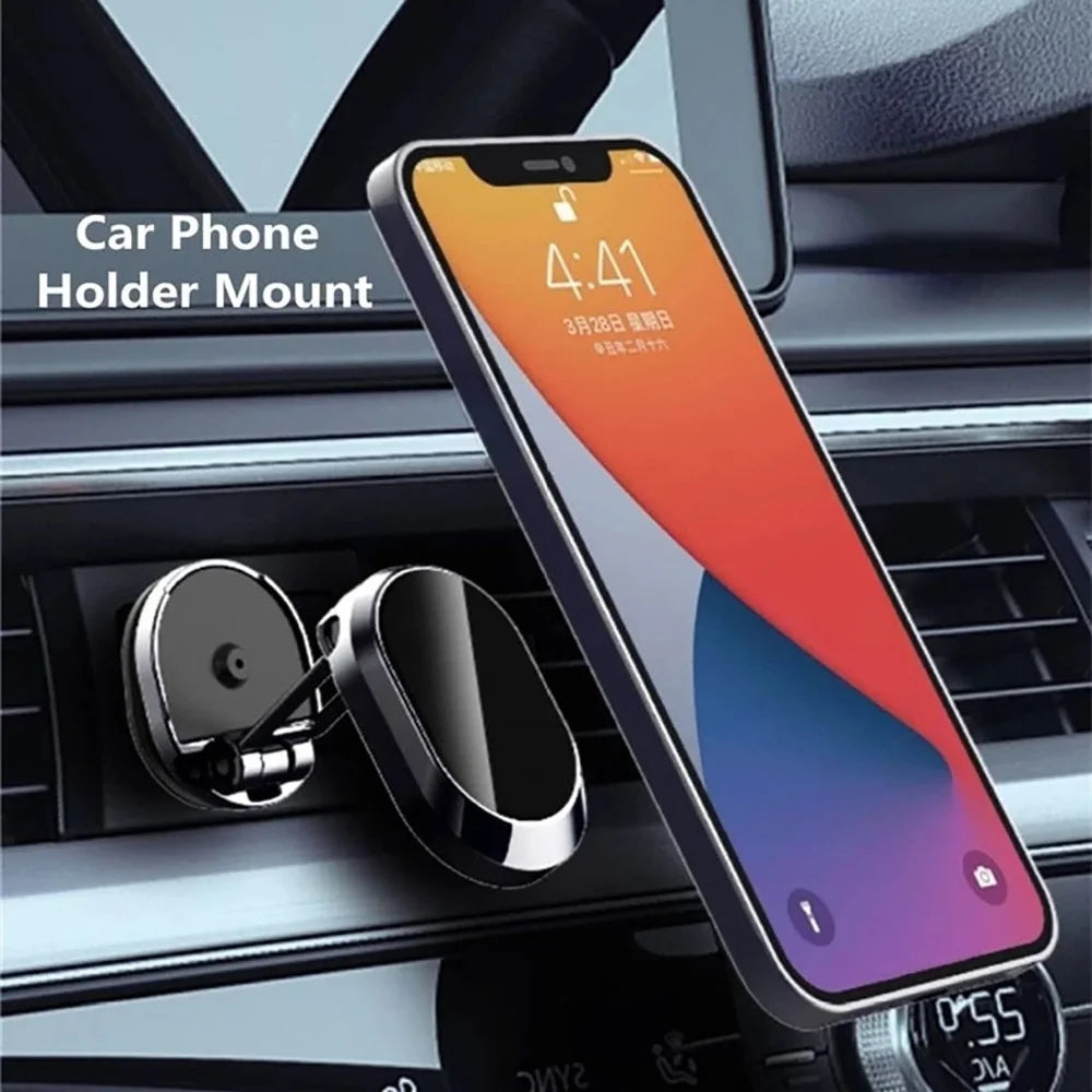 1080° Magnetic Car Phone Holder – Dashboard & Vent Mount