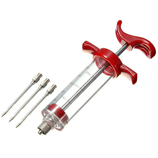 BBQ Meat Injector Syringe with 3 Stainless Steel Needles Meat Injector Syringe Peaceful Pleasures Health and Wellness