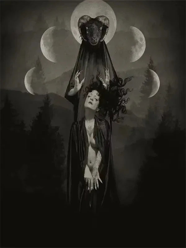 AA Dark Academia Art Black Death Poster Prints For Living Room Home Decor Nordic Gothic Horror Witch Canvas Painting Wall Art Peaceful Pleasures Health and Wellness