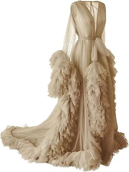 Deep V-Neck Lace Feather Maternity Gown | Photo Shoot Dress Maternity Photography Dress Peaceful Pleasures Health and Wellness