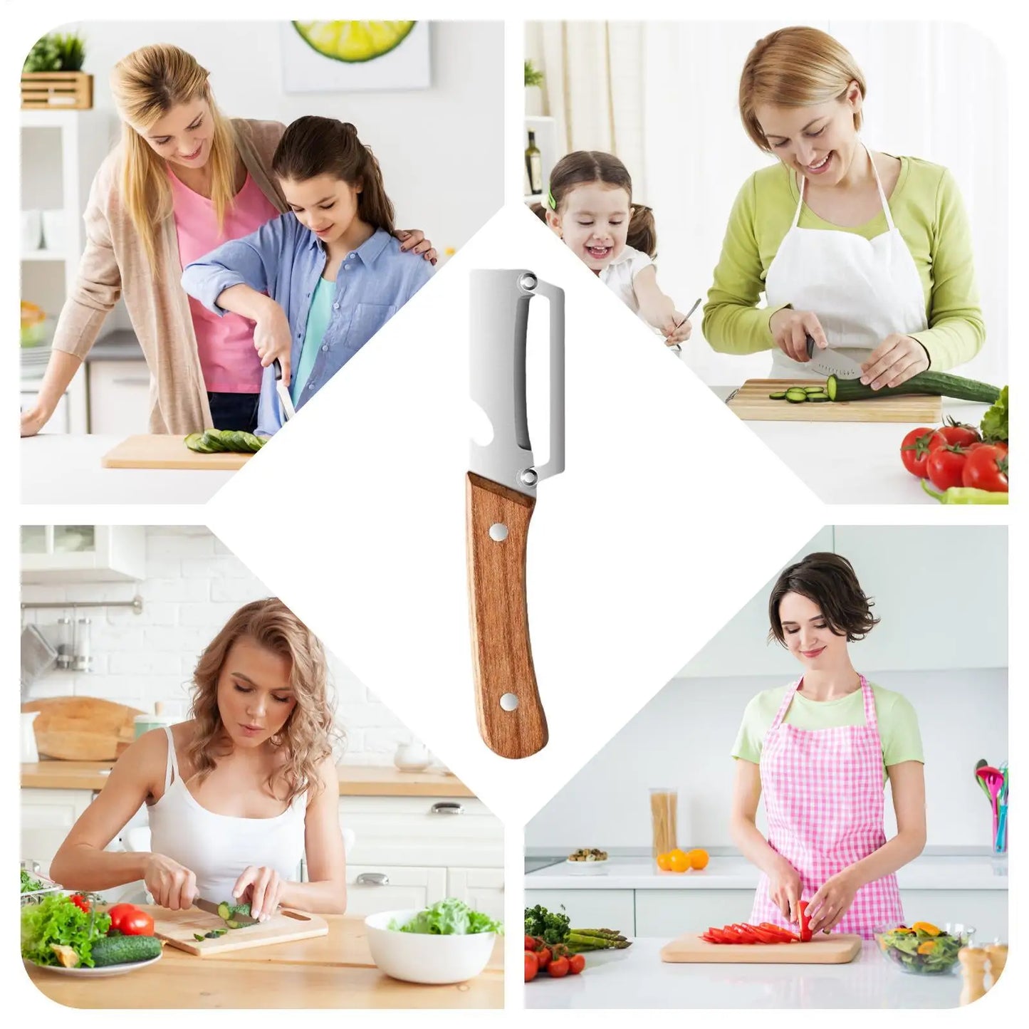 2-in-1 Y Vegetable & Fruit Peeler with Ergonomic Wooden Handle