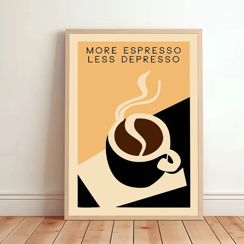 "More Espresso" Funny Coffee Quote Canvas Kitchen Wall Art