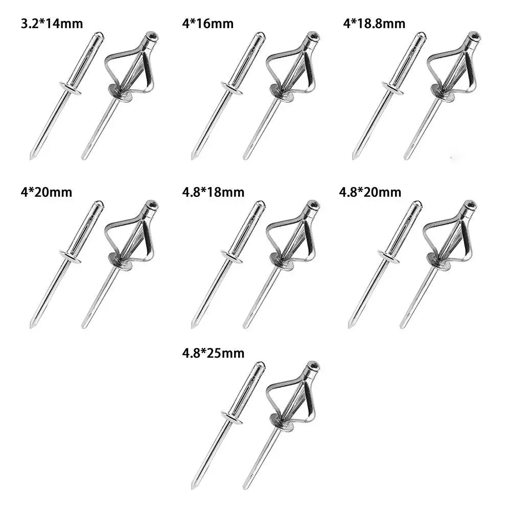 50pcs Tri-Fold Blind Rivets 3.2 4.0 4.8mm Aluminum Alloy Silver