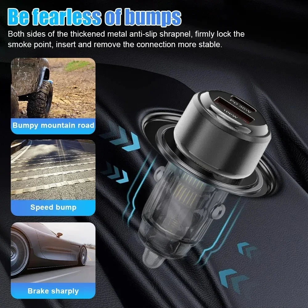 130W USB-C PD & QC 3.0 Fast Car Charger – iPhone & Android