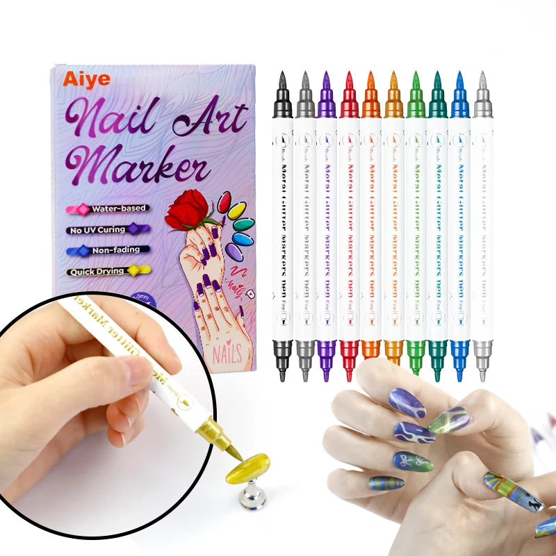 10-Piece Nail Art Pens Set – Waterproof Acrylic Drawing Liner Peaceful Pleasures Health and Wellness