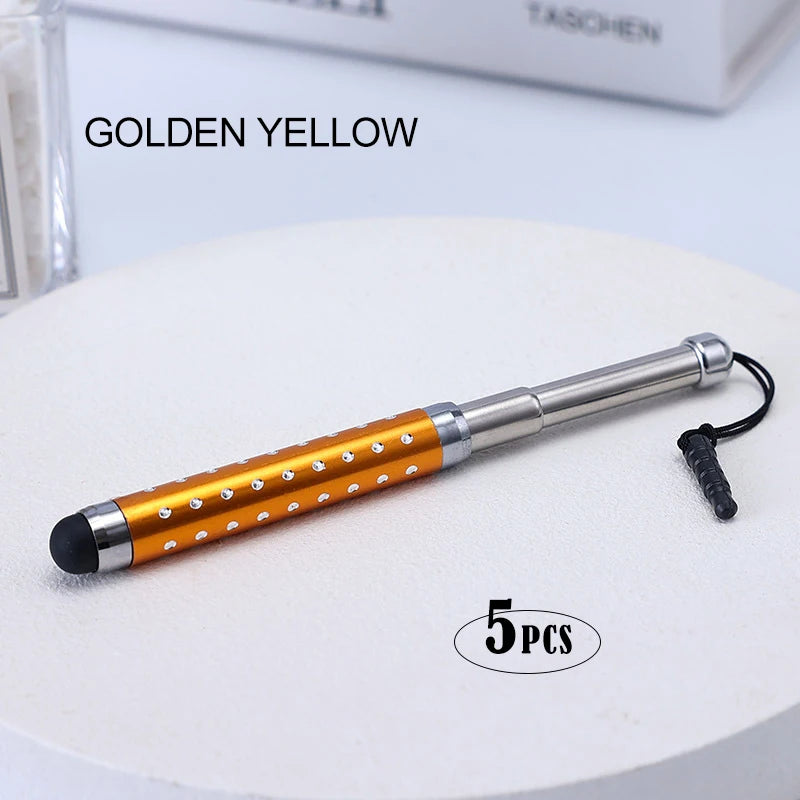 Professional stylus Universal Mobile Phone Touch Screen Accessory Metal Electrostatic Capacitive Pencil Tablet iphone Android Peaceful Pleasures Health and Wellness Golden yellow(5pcs)