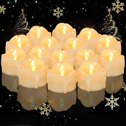 Dripping Wax LED Tea Lights Candles Flickering Flameless LED Tealights Electric Votive Candles for Christmas Wedding Halloween Peaceful Pleasures Health and Wellness