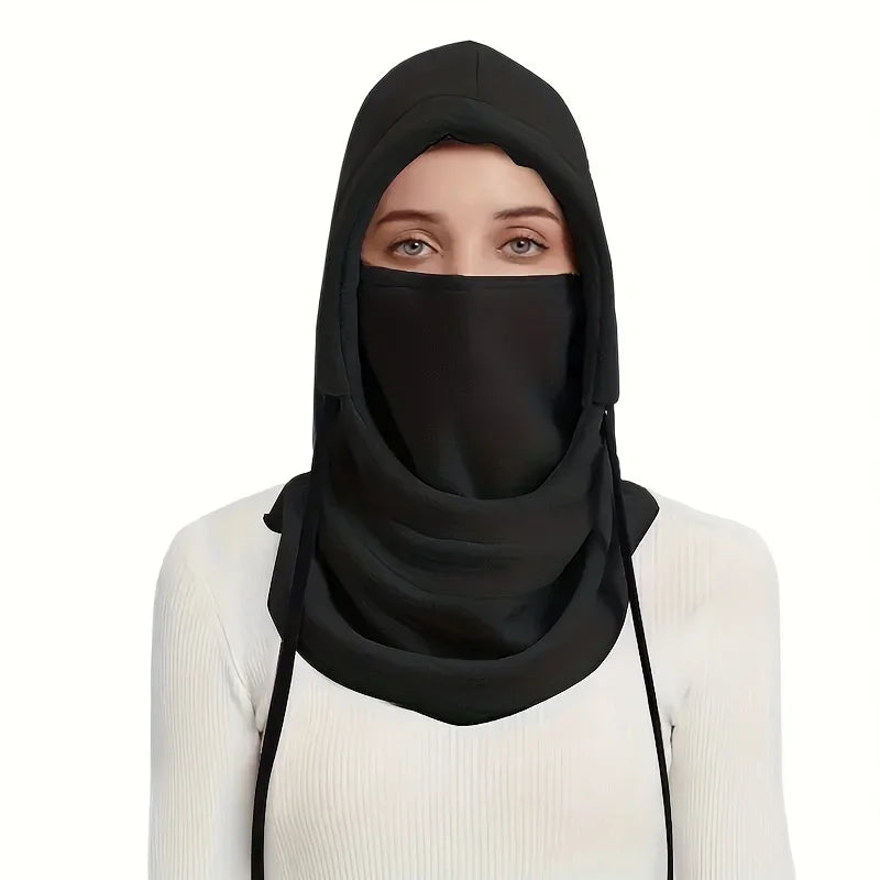 Unisex Winter Balaclava Knit Hood - Windproof Mask with Drawstring, Motorcycle Riding Headgea Warm Knitted Cap Cold Weather Peaceful Pleasures Health and Wellness
