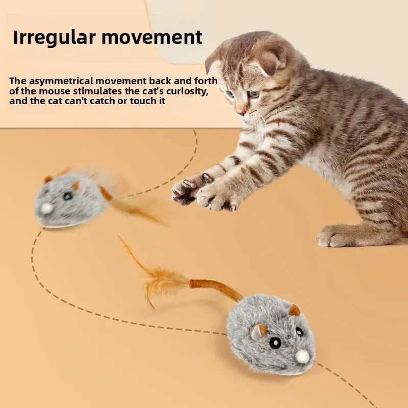 Fun Realistic Cat Plush Mouse Toy, Interactive Running Mice with Dog Tail for Cats, Kitten Teaser Pet Toys for Indoor Play and Peaceful Pleasures Health and Wellness