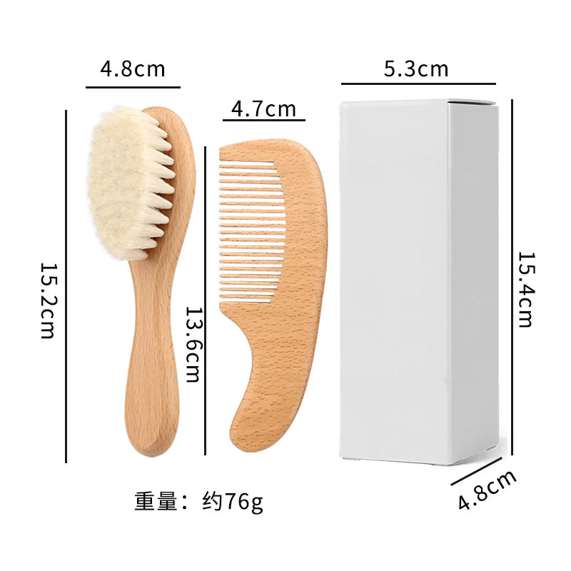 Baby Beech Wood Comb & Bath Brush Set | Gentle Grooming Kit