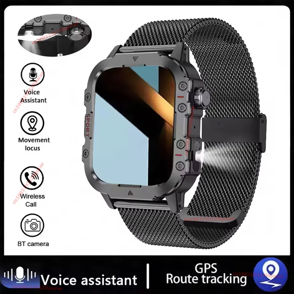 New Arrivals Men's Smart Watch 1.44'' LED Flashlight Outdoor Bluetooth Calling Wristwatch Health Tracking Smart Watch Sport Hw12 Peaceful Pleasures Health and Wellness Black Milan