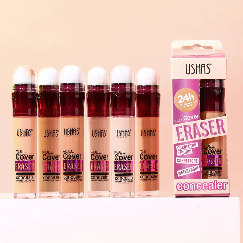 USHAS 12-Shade Liquid Concealer – Rotating Sponge, Long-Lasting