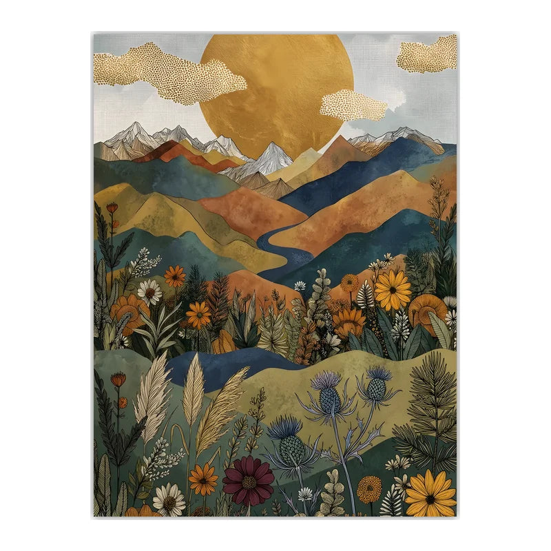 Boho Landscape Canvas Wall Art – Western Mountain Print Décor Canvas Wall Art Peaceful Pleasures Health and Wellness