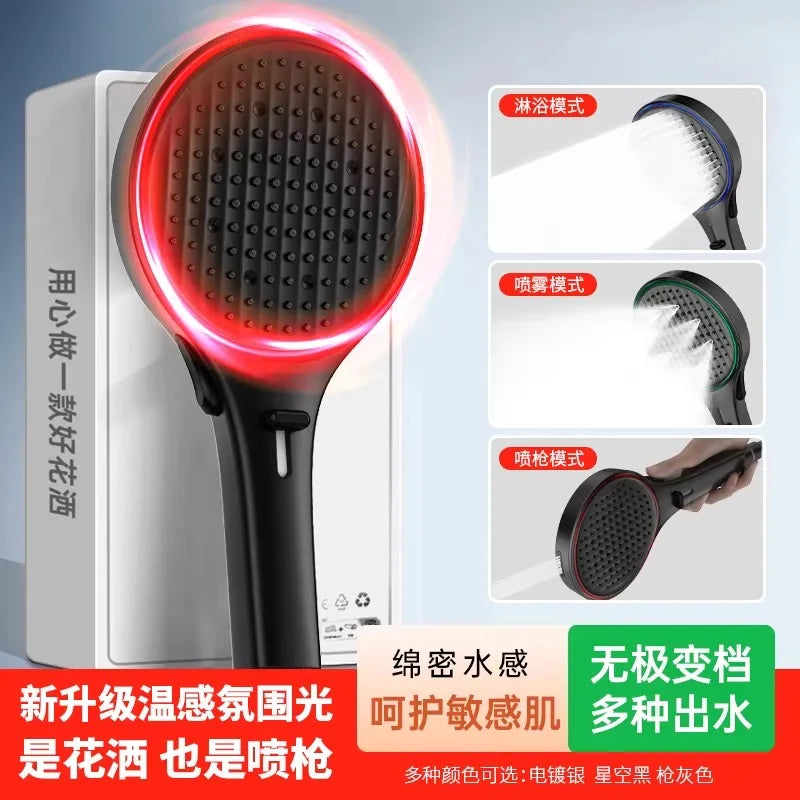 LED Temperature Sensing Shower Head | 3 Modes, Water Saving