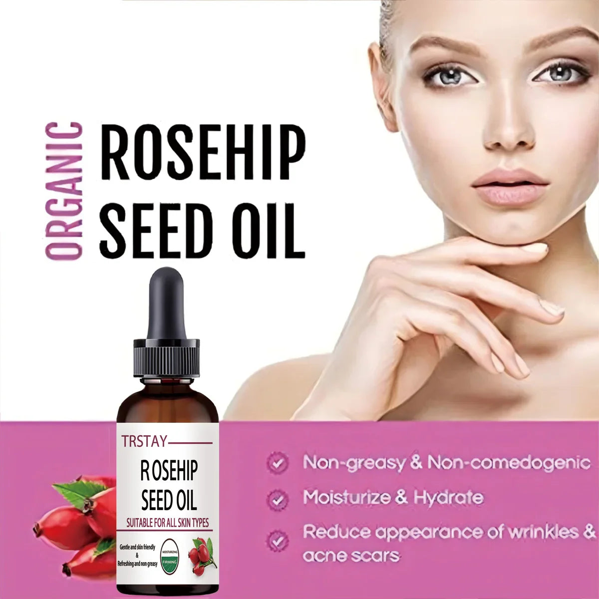 TRSTAY Pure Rosehip Face Oil – Moisturizing & Brightening