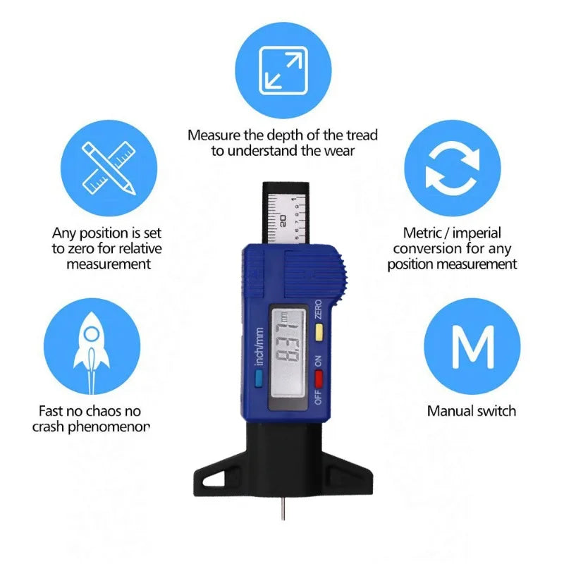 The Electronic Measuring Ruler Indicates That The Precise Range of The Tire Tread Depth Gauge Is 0 - 25 Millimeters Peaceful Pleasures Health and Wellness