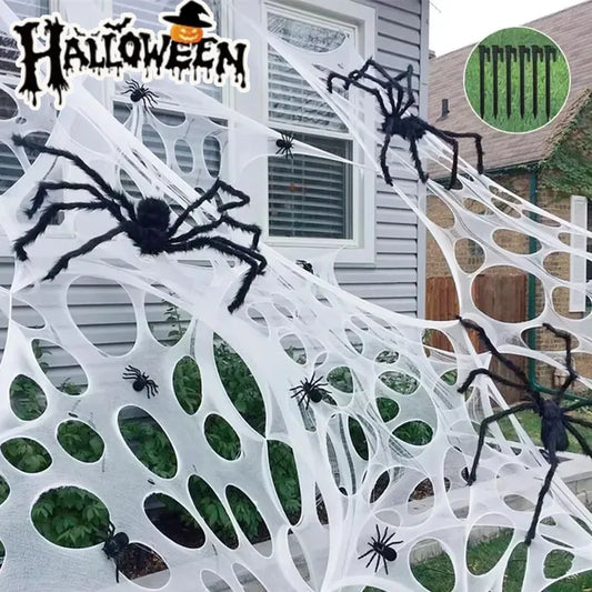 Large Stretchable Halloween Spider Web Cobweb Decoration Set Halloween Decoration Peaceful Pleasures Health and Wellness