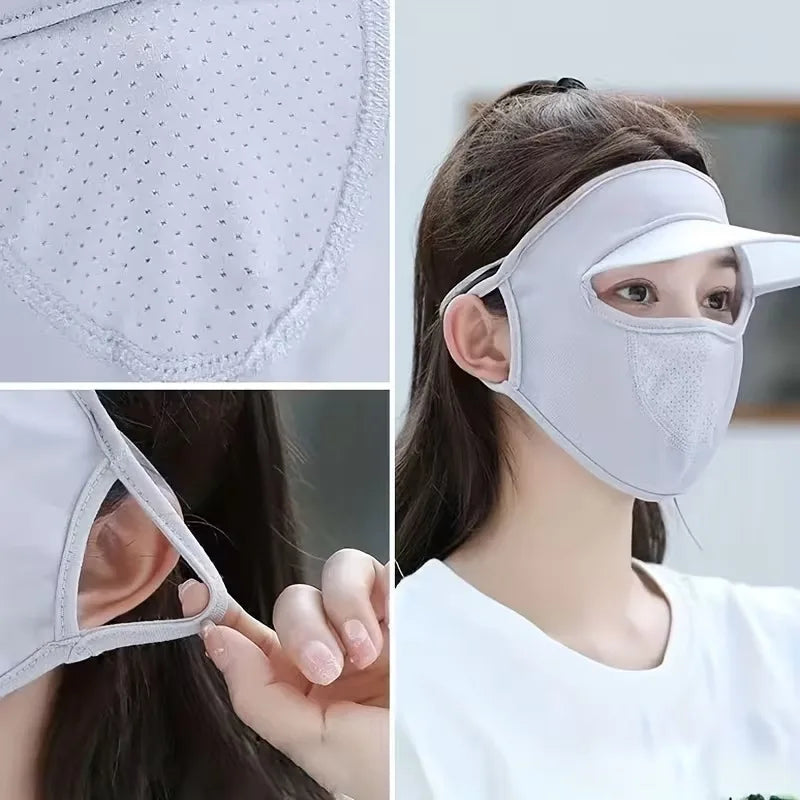 UPF 50+ Ice Silk Sun Protection Face Mask with Brim