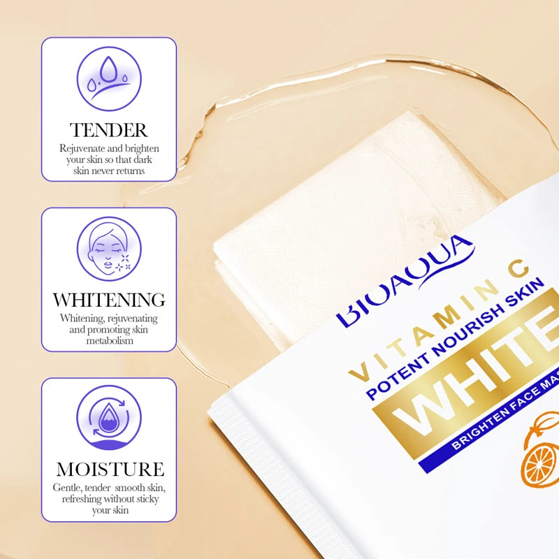 BIOAQUA Vitamin C Whitening Sheet Mask 10pcs – Anti-Aging