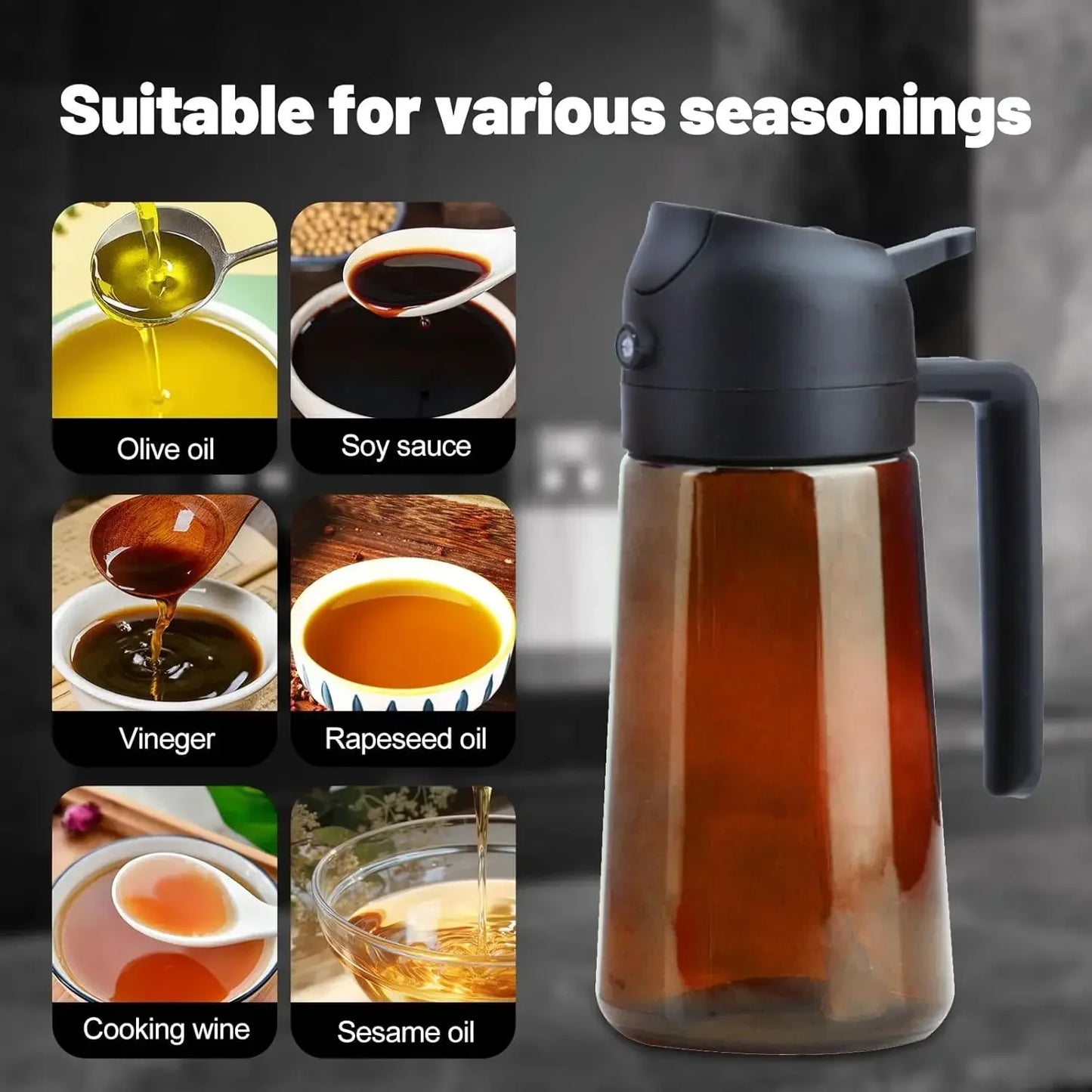 470ml Amber Glass Oil Sprayer & Dispenser | Air Fryer, BBQ, Cooking