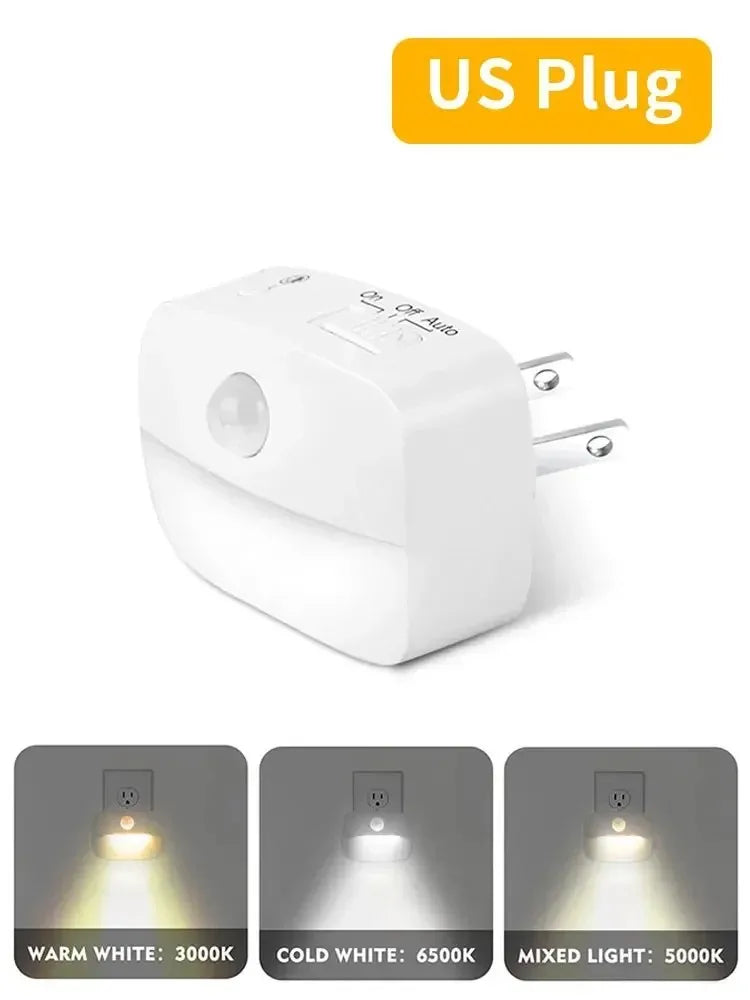 1/2/4pcs LED Night Light US EU Plug in Motion Sensor Light 220V 110V Wall Lamp for Home Hallway Stair Kitchen Bedroom Night Lamp Peaceful Pleasures Health and Wellness 1pc US Plug 3 Modes