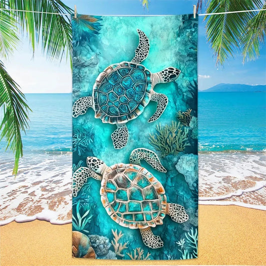 Microfiber Sea Turtle Beach Towel – Quick-Dry, Absorbent Microfiber Beach Towel Peaceful Pleasures Health and Wellness