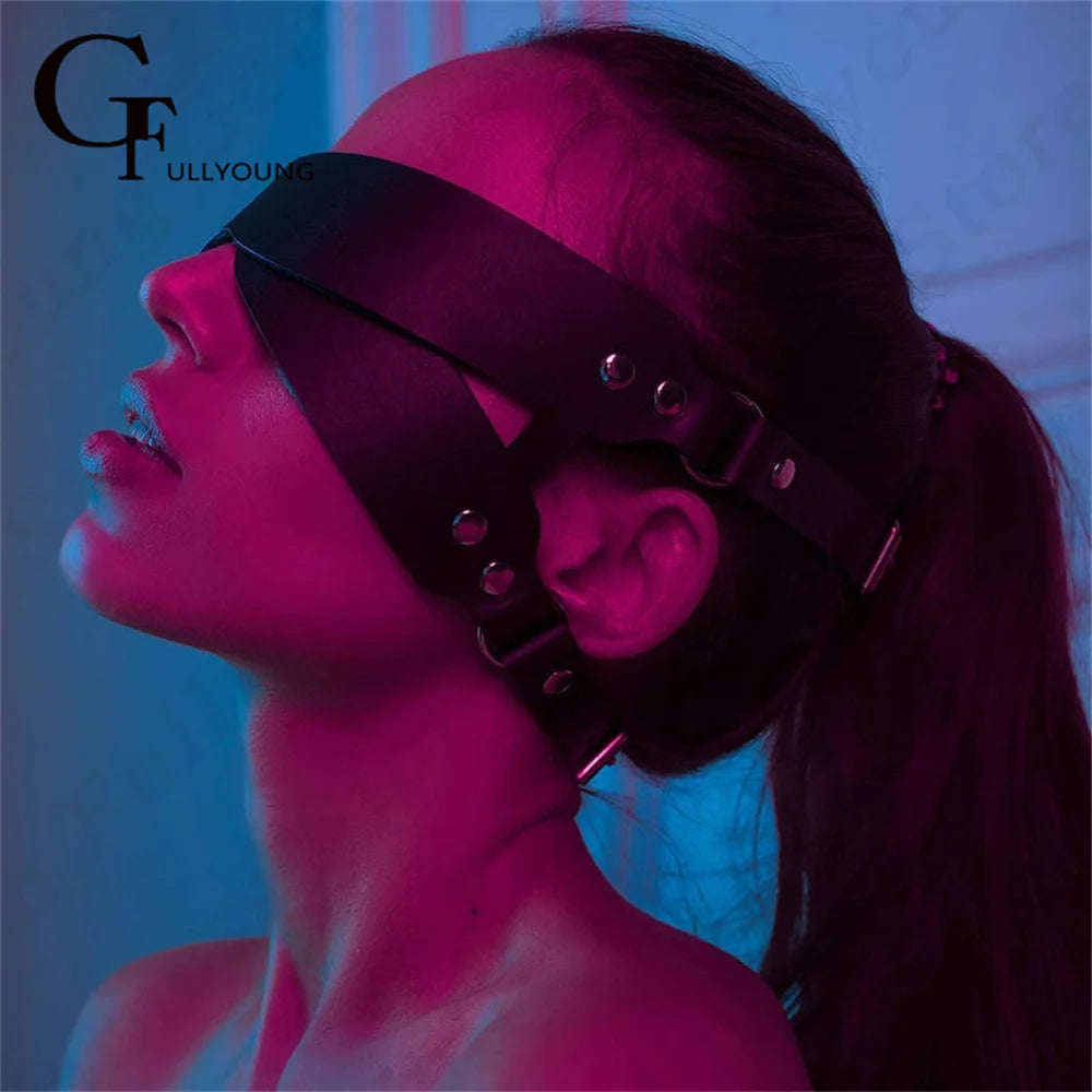 PU Fetish Masquerade Exotic Costumes Leather Bondage Gothic Mask