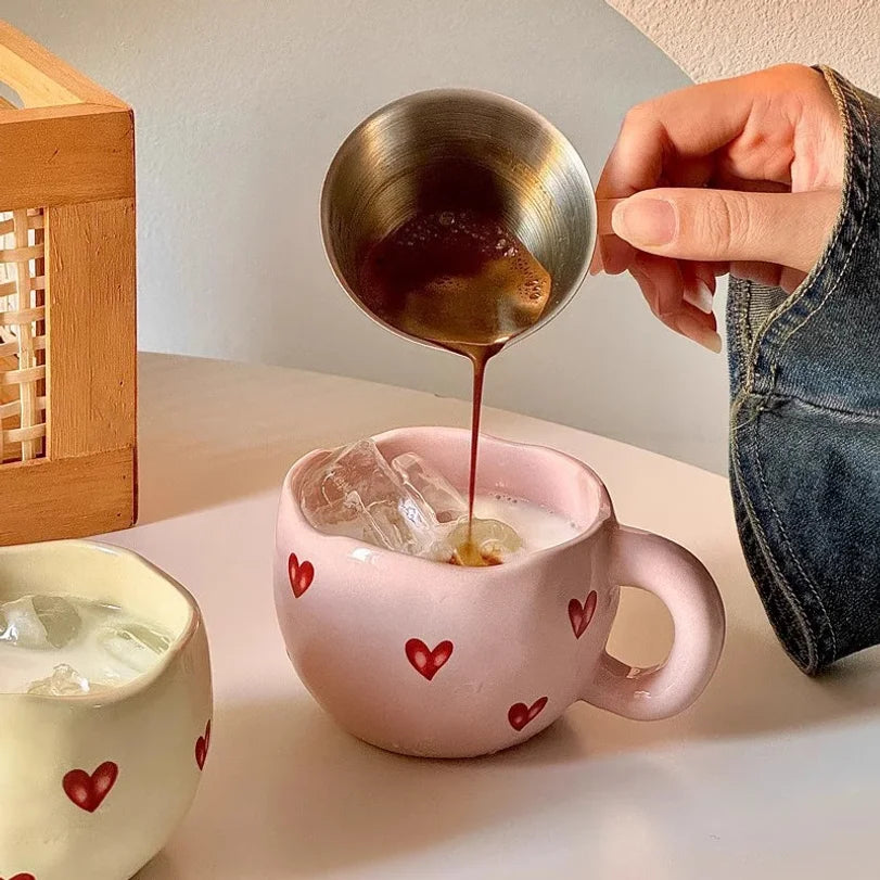 Hand-Painted Heart Ceramic Mug | Romantic Valentine's Day Gift