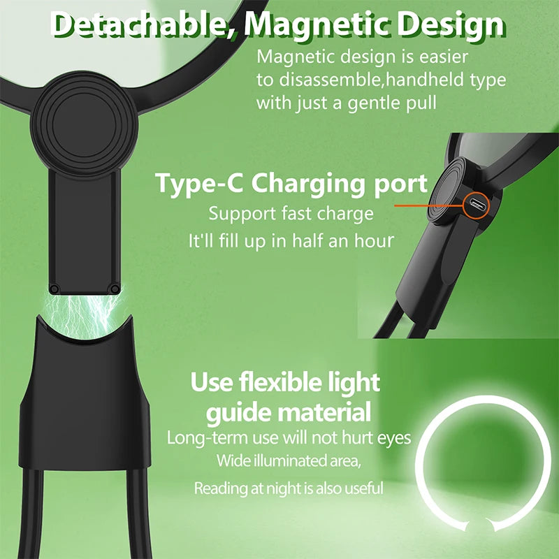 Magnifying Glass with Light for Reading: 5X Hands Free Magnifier for Neck Wear Seniors Sewing Low Vision Elderly Peaceful Pleasures Health and Wellness