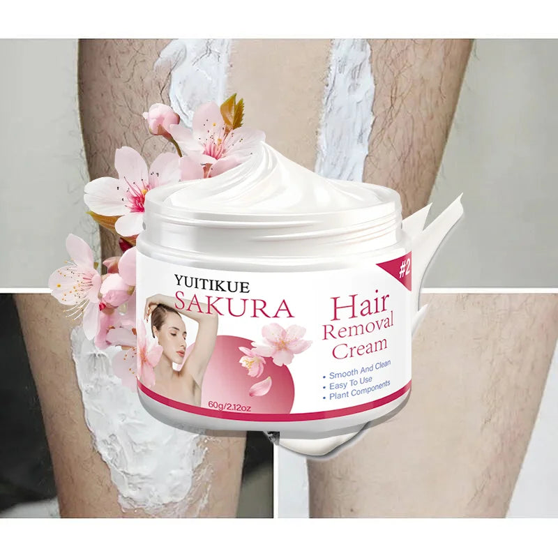 YUITIKUE Sakura Hair Removal Cream – Gentle Plant Formula 60g Hair Removal Cream Peaceful Pleasures Health and Wellness
