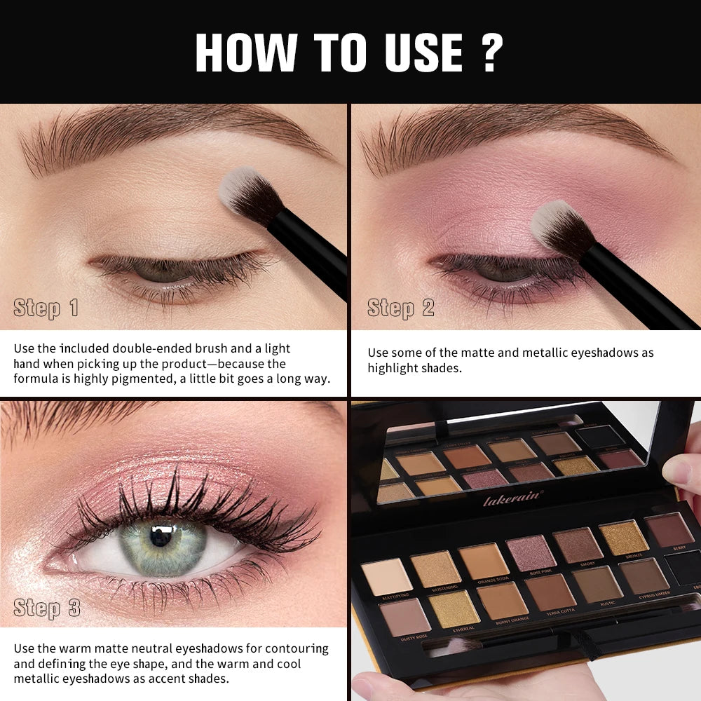 14 Colors Eyeshadow Palettes Glow and Matte Bright Sparkly Tones Contour Brighten Multifunctional Eyeshadow Palettes Makeup Peaceful Pleasures Health and Wellness