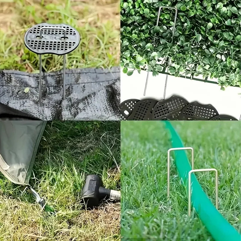 Heavy-Duty U-Shaped Tent Pegs & Ground Stakes with Washers