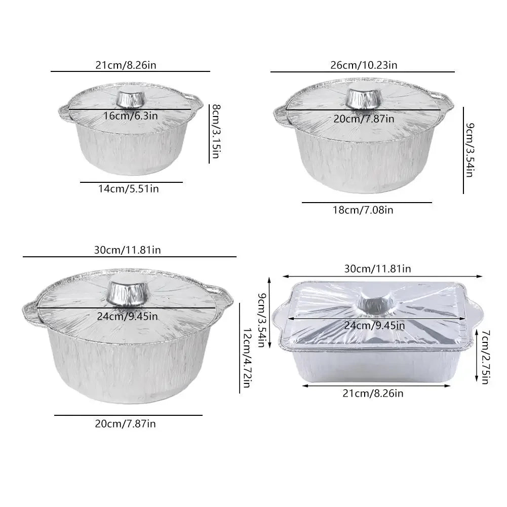10PCS Disposable Aluminum Foil Pans With Lid Round/Square Food Storage Container BBQ Baking Pans Air Fryer Liners Kitchen Supply Peaceful Pleasures Health and Wellness