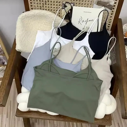 Women Seamless Ice Silk Padded Camisole Bra Top Crop Tank Top for Summer Yoga Workout Running Fitness Lounge Sleepwear Peaceful Pleasures Health and Wellness