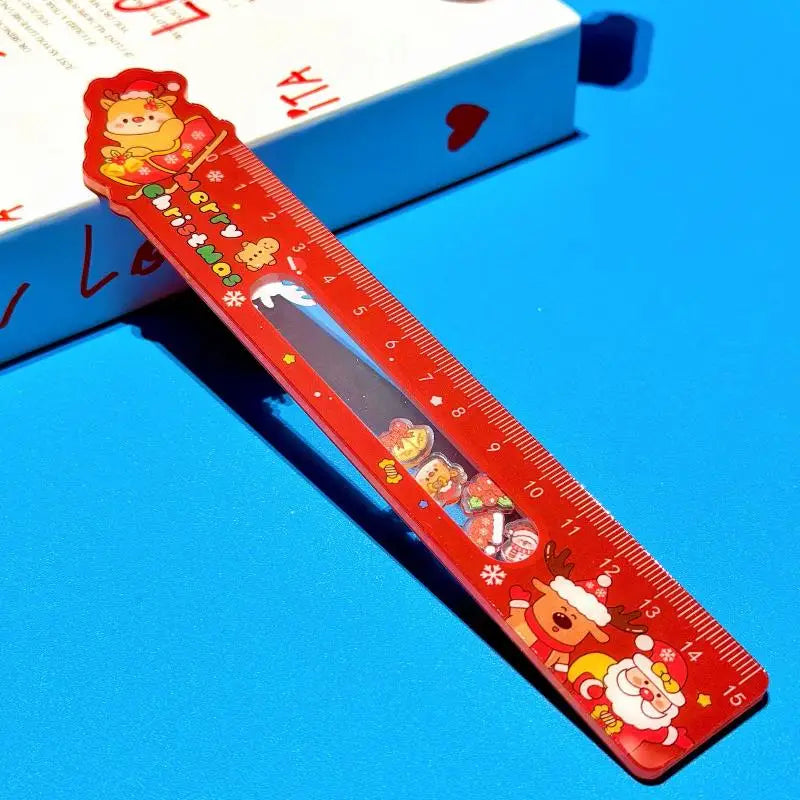 Christmas Cartoon Ruler – Santa & Snowman Holiday Stationery